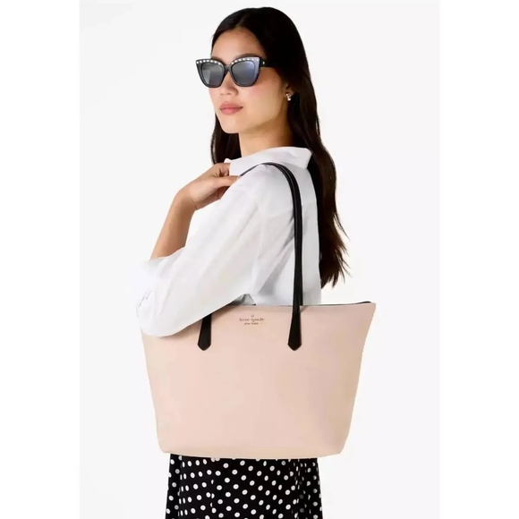 kate spade Handbags - Kate Spade Kitt Colorblock Warm Beige Large Nylon Tote With Dustbag NWT